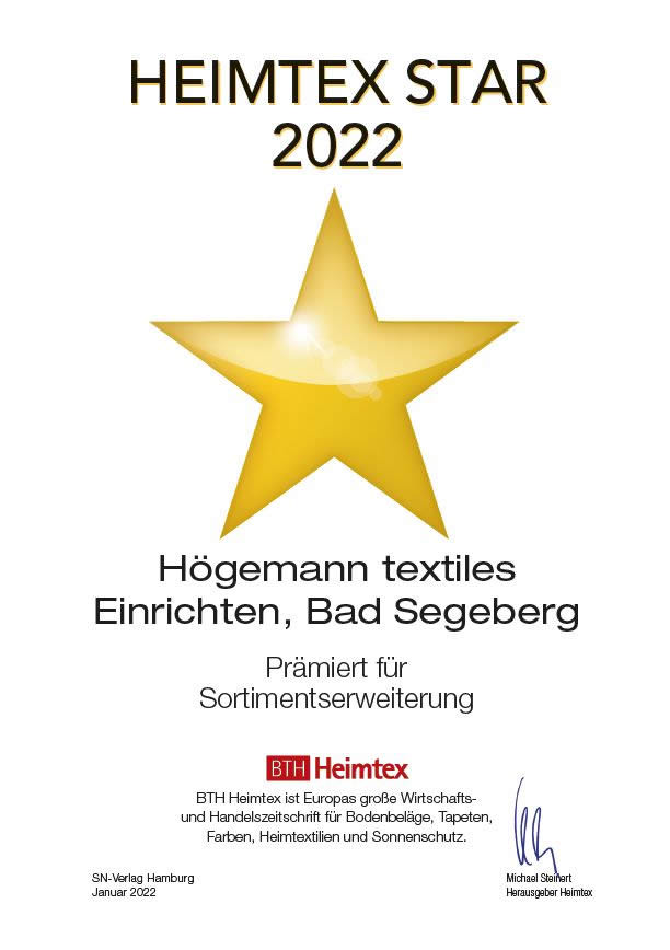 Högemann textiles Einrichten Urkunde